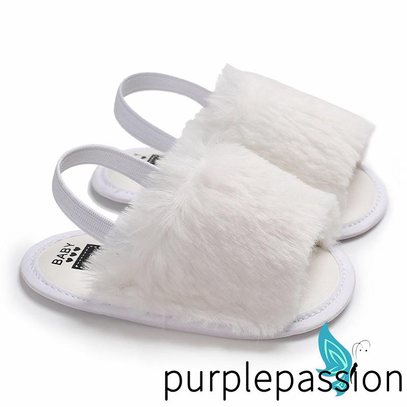 Dép quai hậu phối lông mềm mại chống trượt thời trang cho bé gái