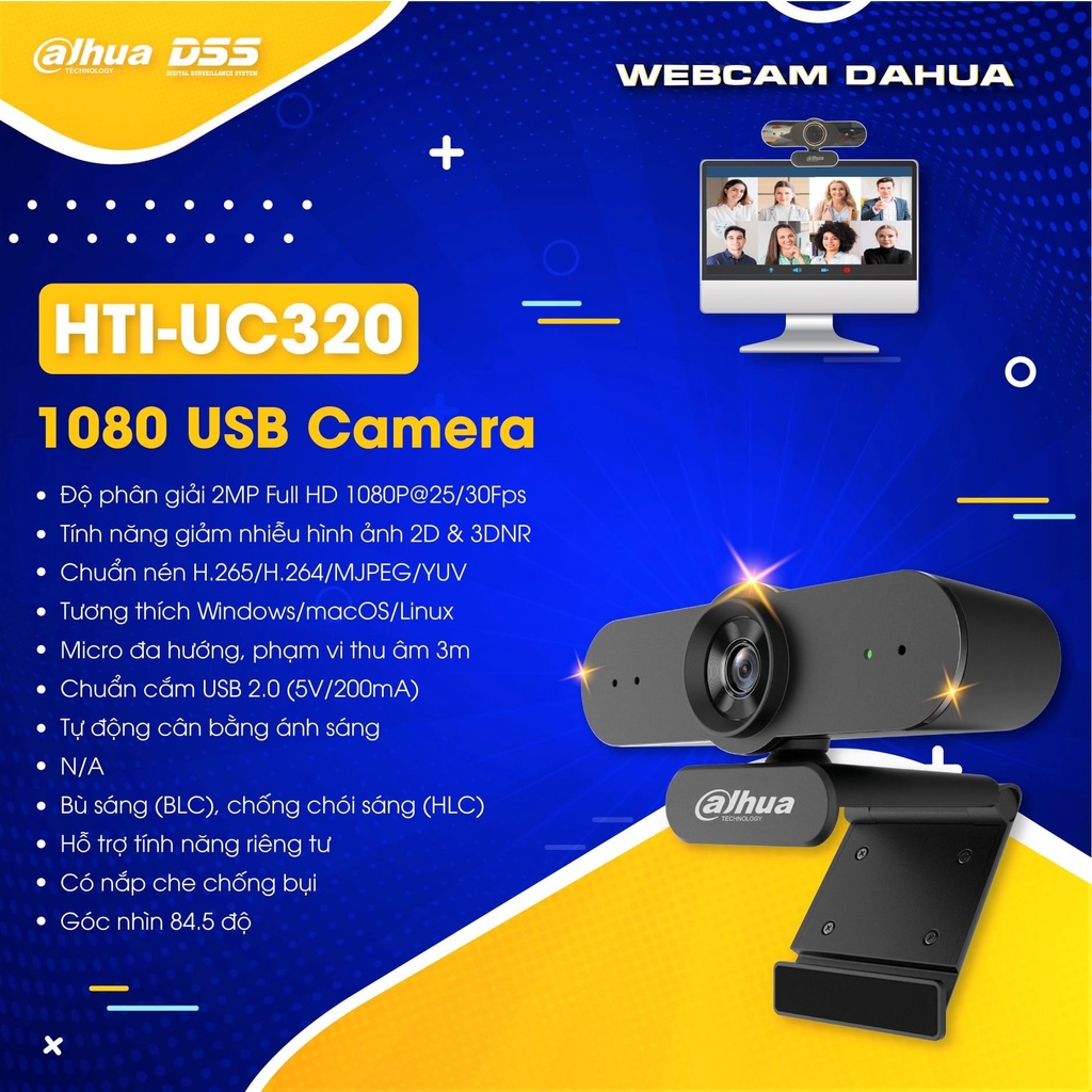 [BH 3 Năm] Webcam Dahua HTI-UC320 Full hd 1080P - Hàng Chính Hãng