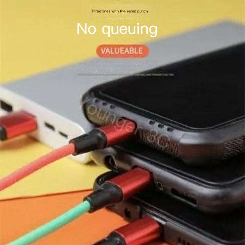 Dây Cáp Sạc Nhanh Usb Type-c 2.5A 3 Trong 1 Màu Cầu Vồng Cho Điện Thoại