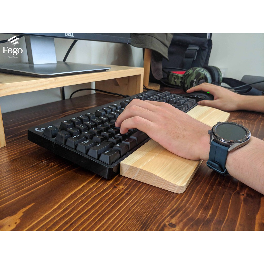 Kê lót tay bàn phím 45cm bằng gỗ tự nhiên chống trượt size Fullsize/ TKL