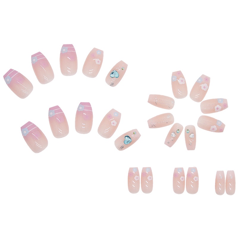 Miếng Dán Trang Trí Móng Tay Đính Kim Cương Giả Màu Hồng Trắng Thời Trang