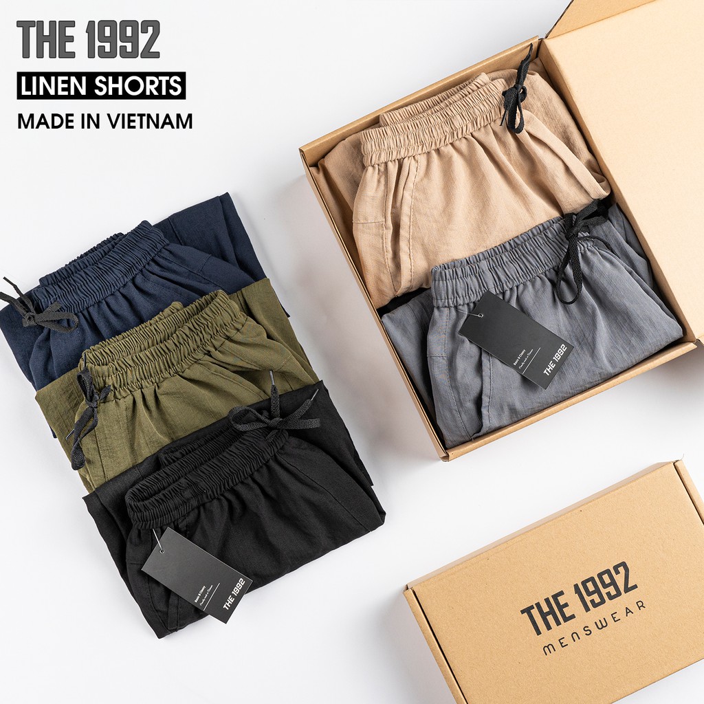 Quần đùi nam THE 1992 vải đũi Quần short nam LINEN