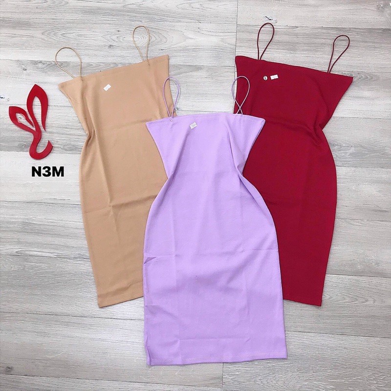 Đầm thun 2 dây ôm body phom ngắn