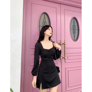 Đầm đen nhún ngực