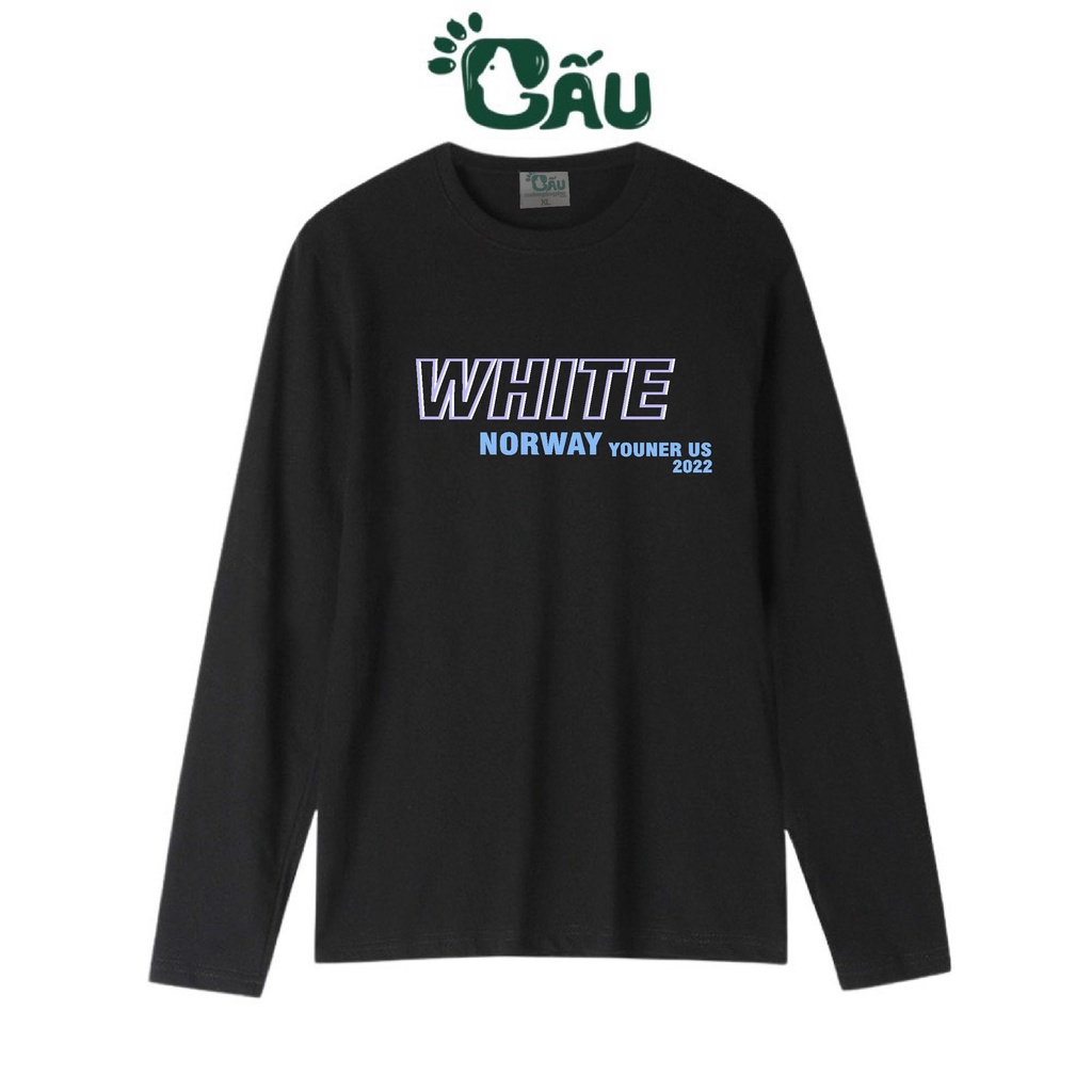 Áo thun tay dài Gấu 194 vải coton dày dặn, mềm mịn, co dãn - form regular - TD White Norway