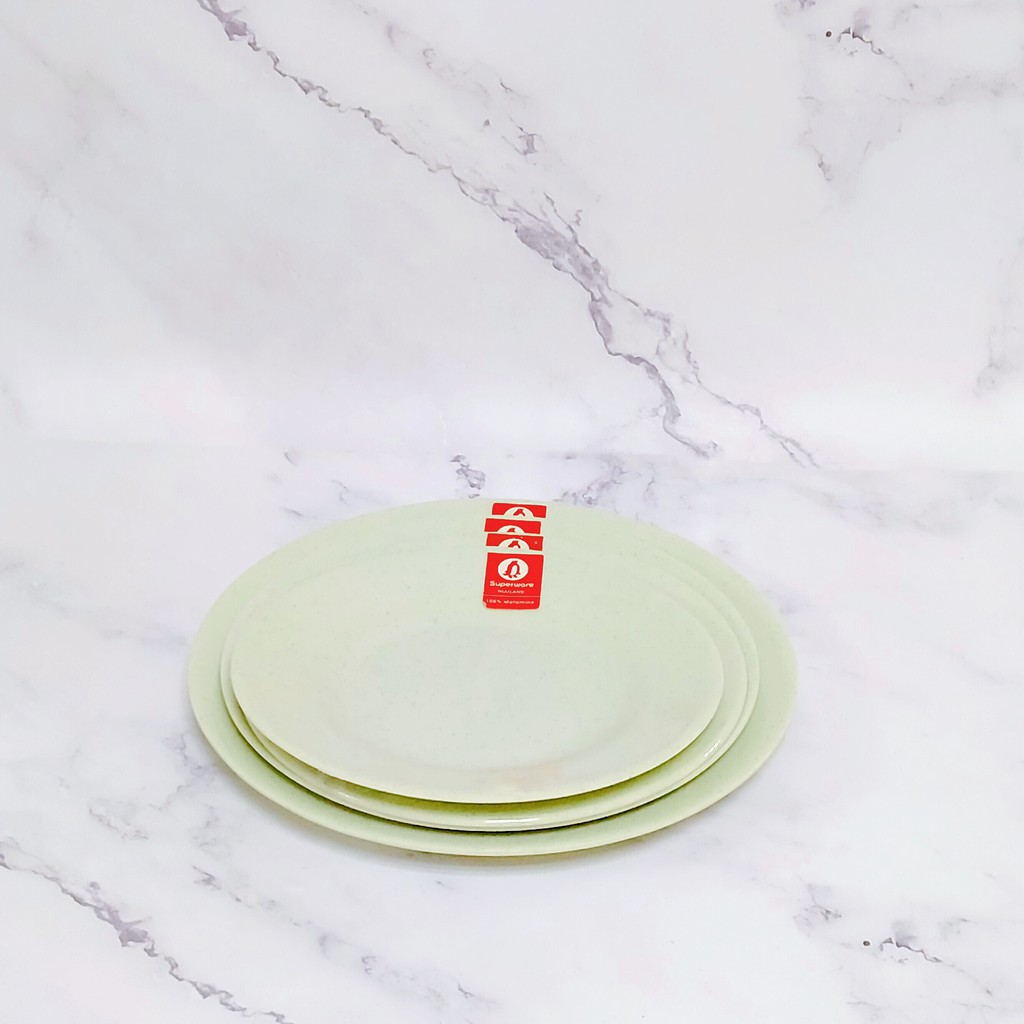 Đĩa cạn tròn SUPERWARE Nhựa phíp 100% melamine Xanh đá - Green Stone