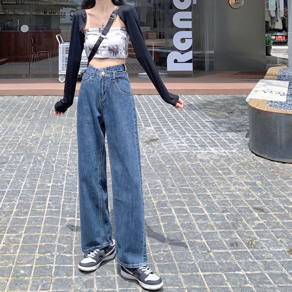 Quần Jeans Nữ Lưng Cao Ống Rộng Thời Trang Hàn Quốc