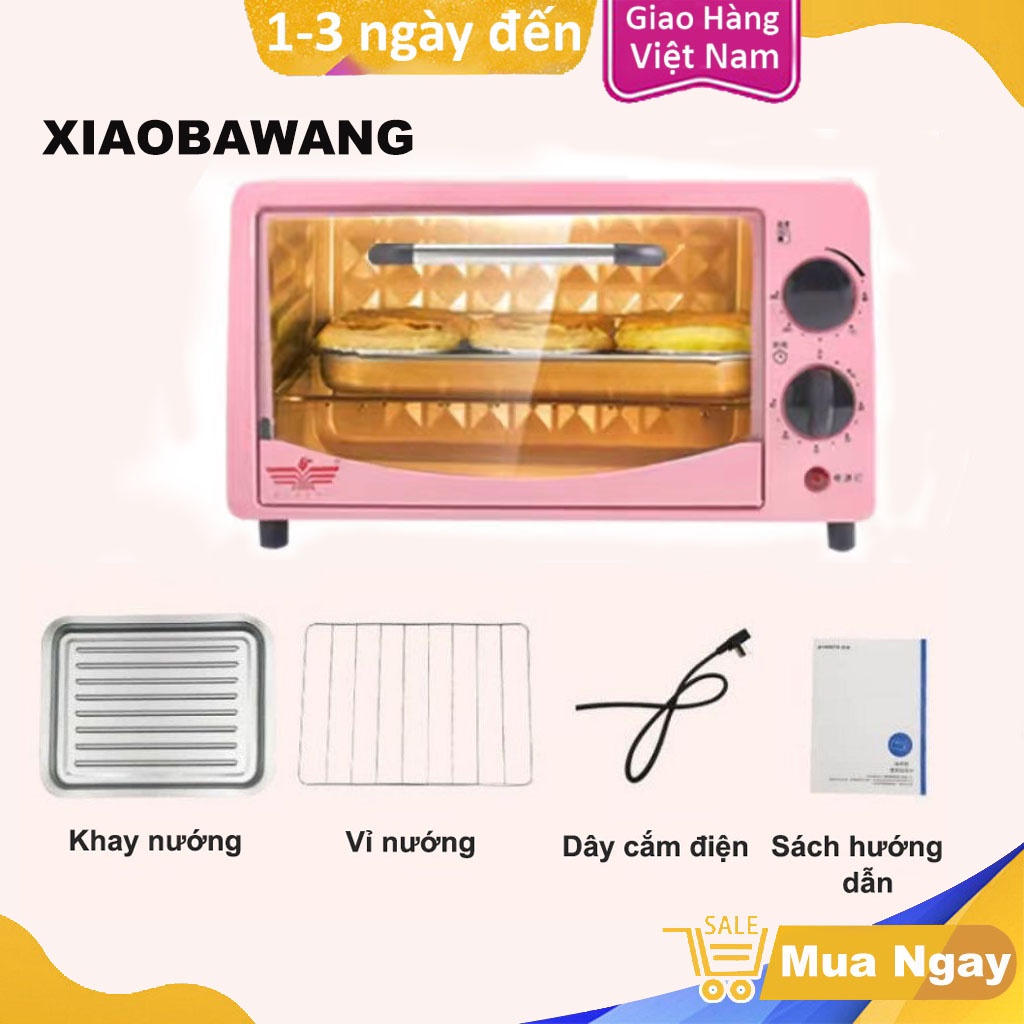 Lò Nướng Điện Mini Chính Hãng XIAOBAWANG Đa Năng Có Chỉnh Thời Gian Sang Trọng Dùng Nhà Bếp 12L, BH 12 tháng