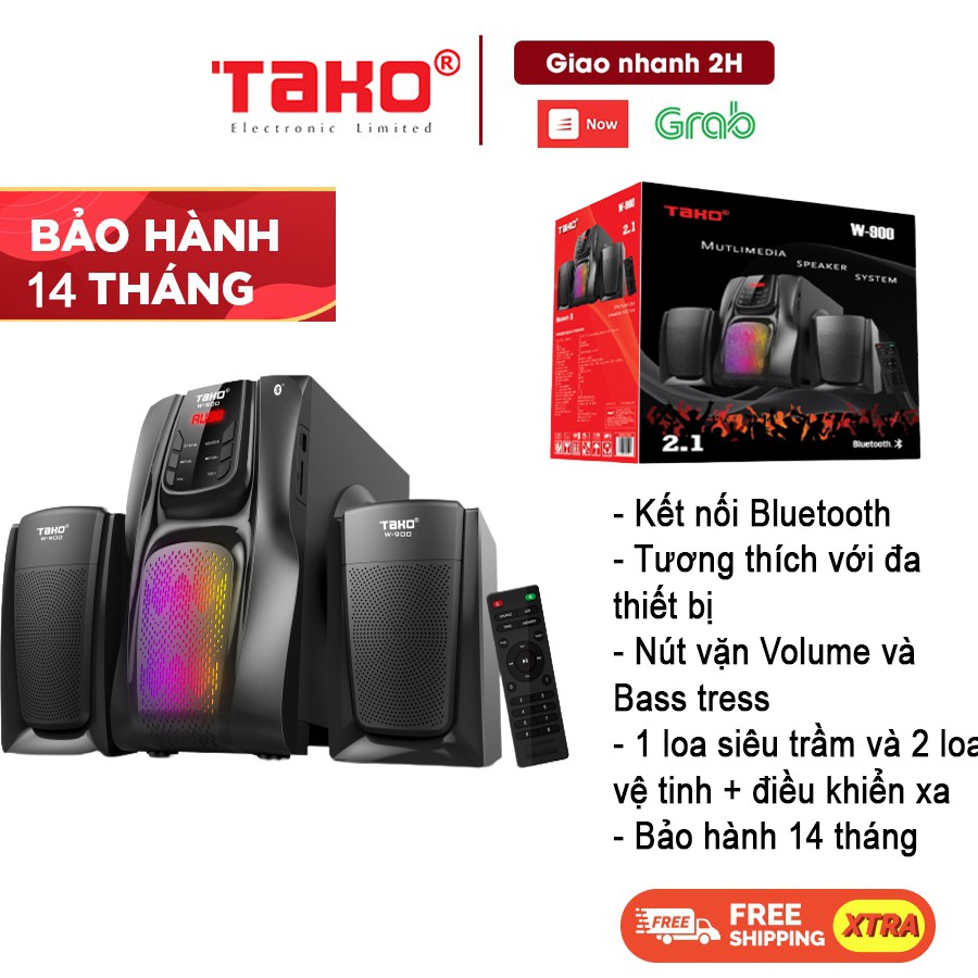 Loa bluetooth gaming máy tính, Loa vi tính 2.1 TAKO W-900 - Kèm loa vệ tính - Hàng Chính Hãng - Bảo hành 14 tháng