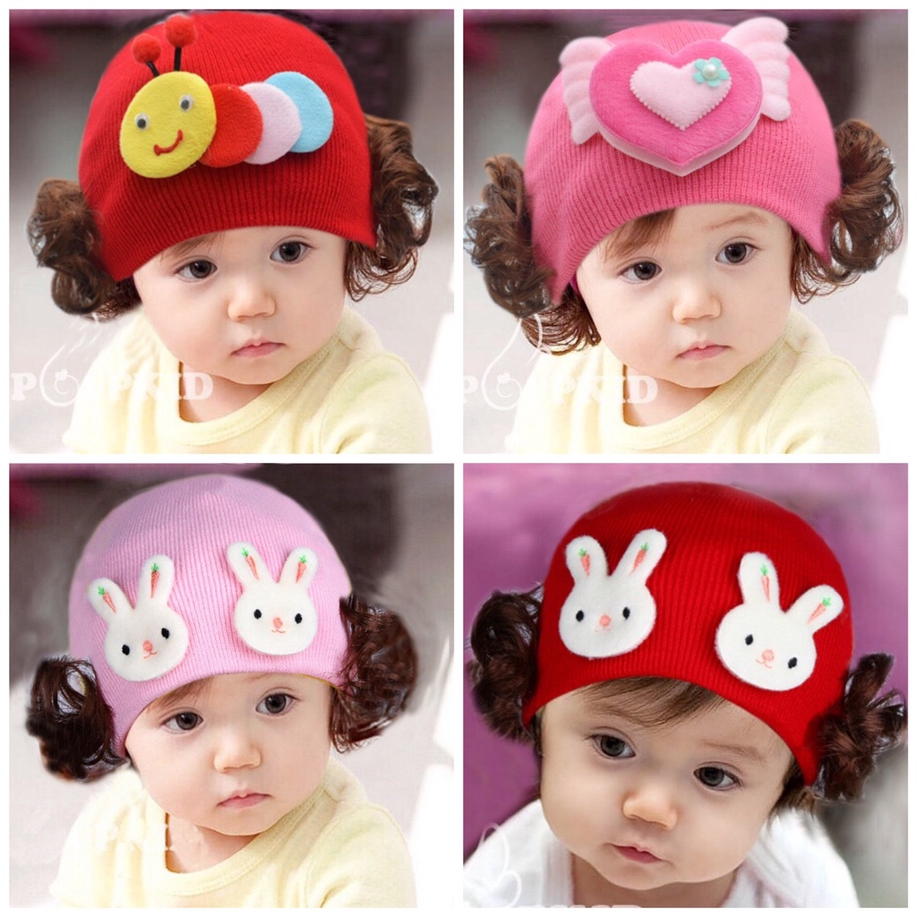 MŨ LEN TÓC GIẢ CHO BÉ GÁI