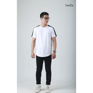 Áo Thun Vạt Bầu Trắng Phối Tay Đen , Thương Hiệu LeeZa