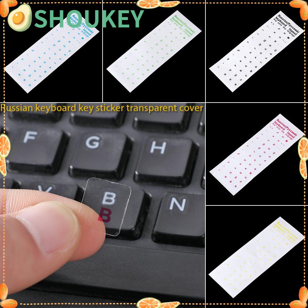 Miếng dán bàn phím trong suốt bảng chữ cái Nga chất liệu PVC tự dính chống thấm nước nhiều màu tùy chọn