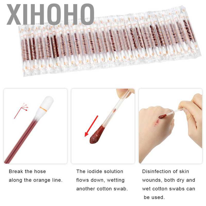Bộ 50 tăm bông hai đầu có dung dịch sát trùng Iodide dùng vệ sinh vết thương
