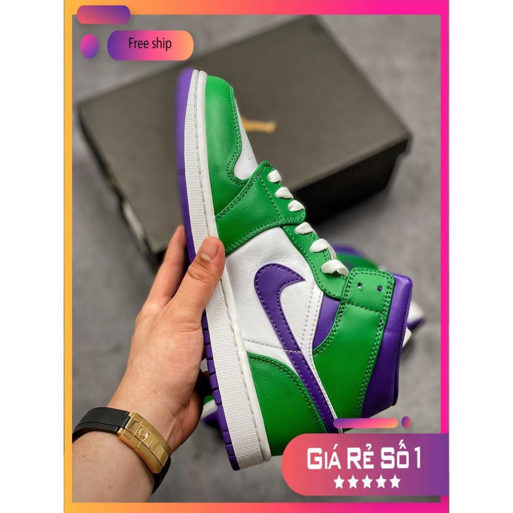 Giày thể thao sneaker AIR Jordan 1 Mid Incredible Hulk cổ cao siêu đẹp dành cho nam và nữ