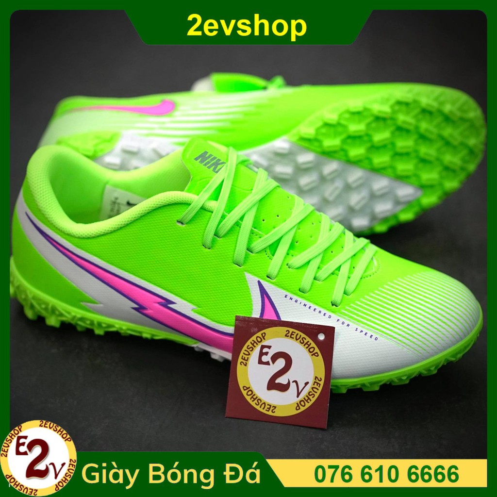 Giày Đá Bóng 𝗧𝗙 𝗠𝗲𝗿𝗰𝘂𝗿𝗶𝗮𝗹 𝗩𝗮𝗽𝗼𝗿 Xanh Lá Đã Khâu