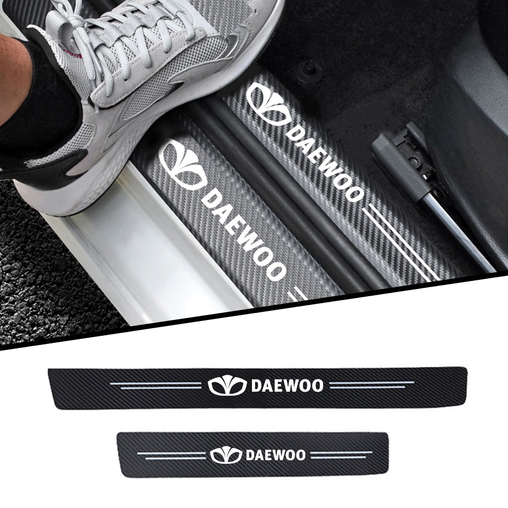 Set 4 miếng dán ngạch cửa xe hơi cho Daewoo Adventra Aveo Damas Evanda Gentra Kalos LABO Lacetti Lanos LUBLIN Matiz