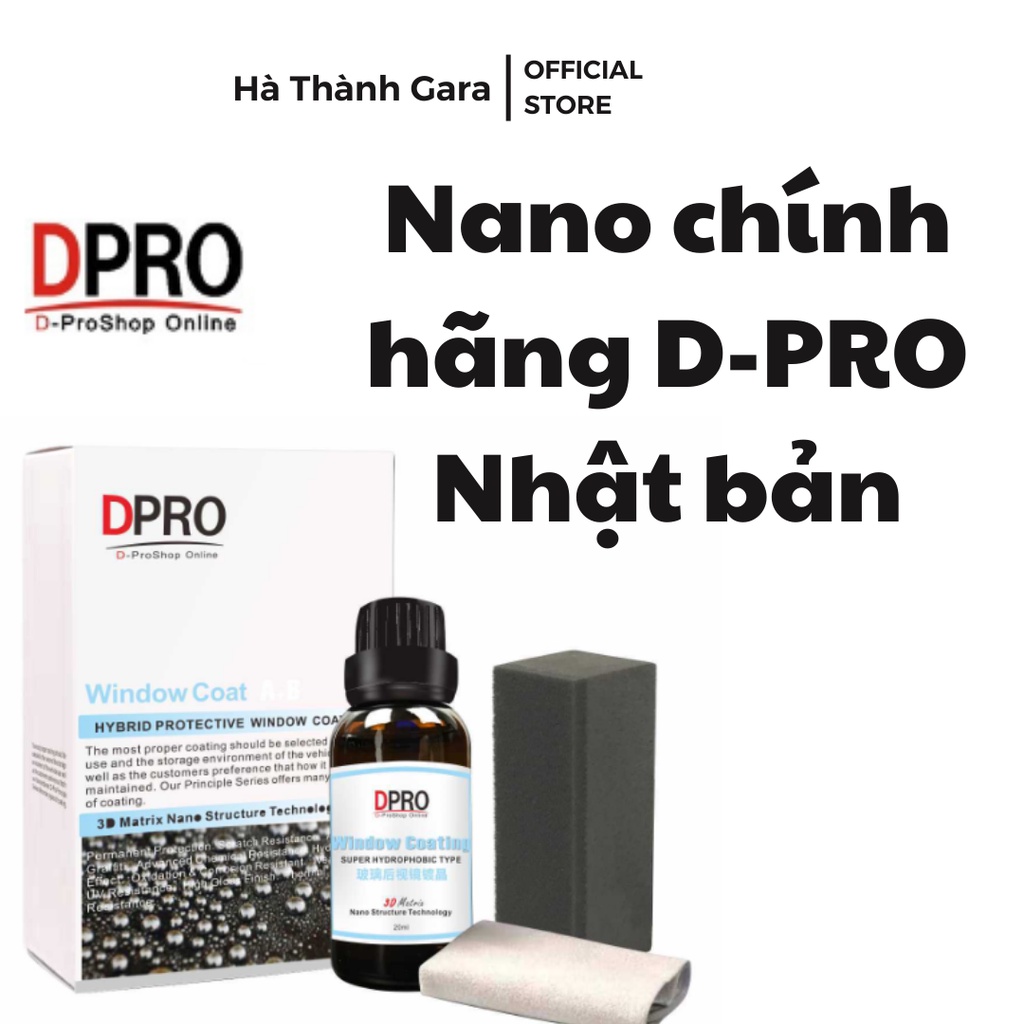 Nano gương kính ô tô kính mũ bảo hiểm chống bám nước chống mờ hơi thở sương mù chính hãng D-PRO Nhật Bản dung tích 20ml