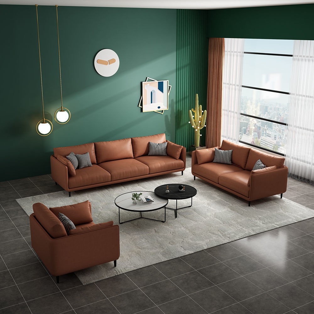 Scandinavian tối giản hiện đại lưới công nghệ nano màu đỏ phòng khách kết hợp hoàn chỉnh giữa sofa căn hộ lớn, vừa
