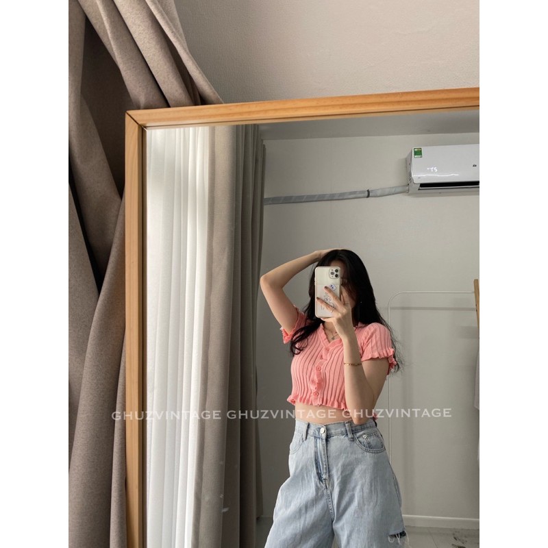 Áo croptop cổ bèo (ảnh thật,có sẵn)