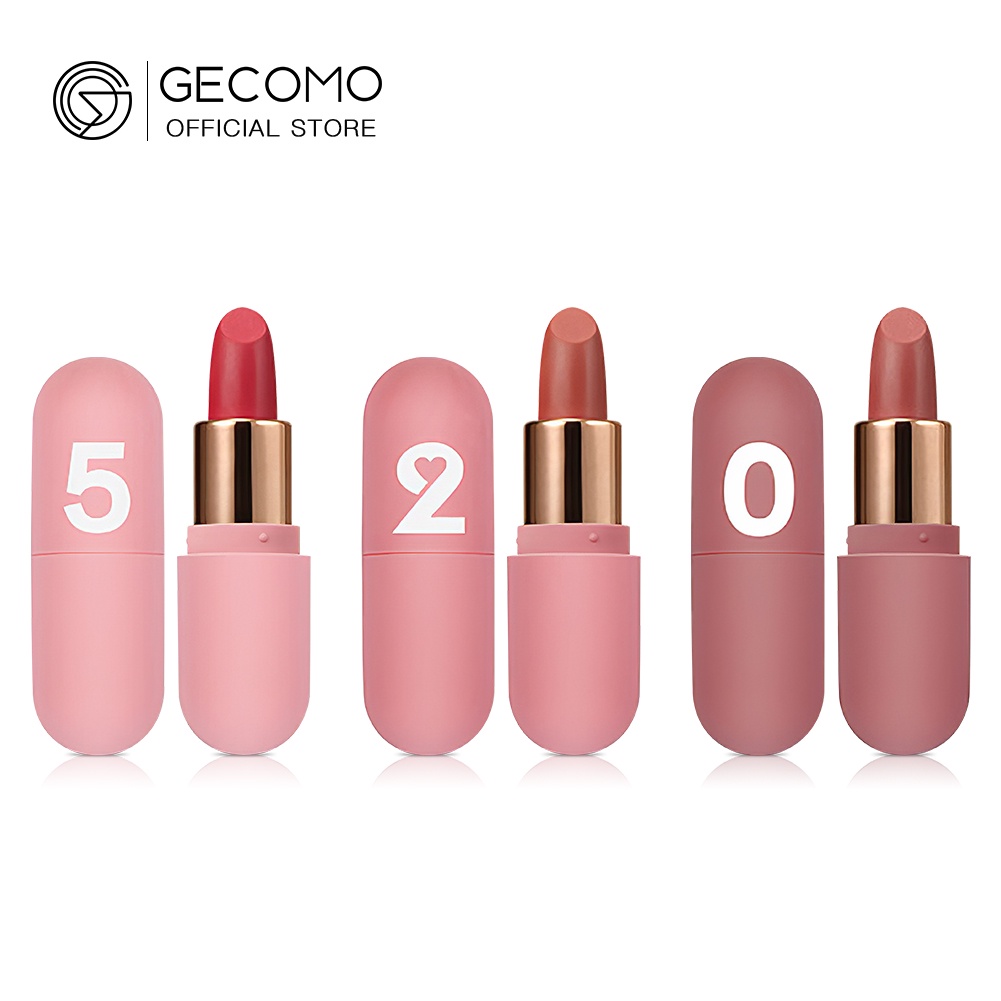 Bộ son môi mini GECOMO hình viên thuốc mịn như nhung thích hợp làm quà tặng Valentine