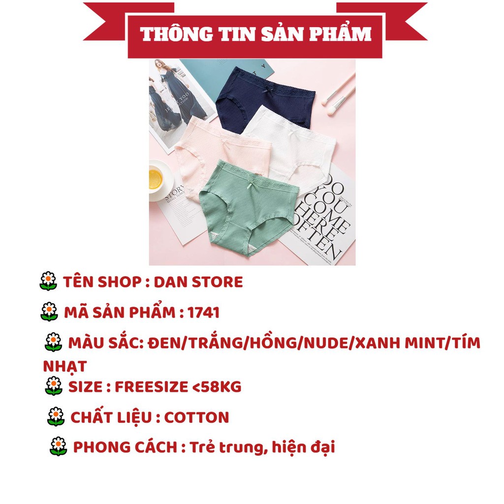 Quần Lót Nữ - Quần Lót Nữ Cotton Nữ kháng khuẩn gân tăm viền ren quyến rũ DAN STORE MÃ 1741