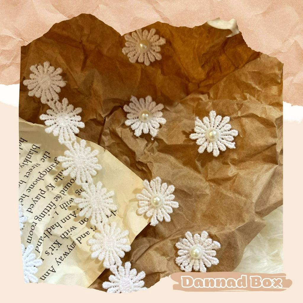 Dải 100cm Hoa Vải Ren Poly Trang Trí Sổ Thiệp DIY Scrapbook Junk Journal