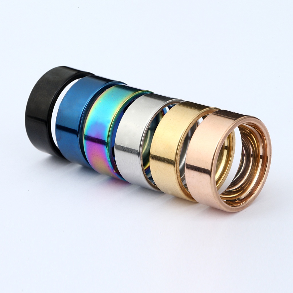 Nhẫn trơn nam nữ unisex 8mm thép titan mạ kim loại phong cách hàn quốc
