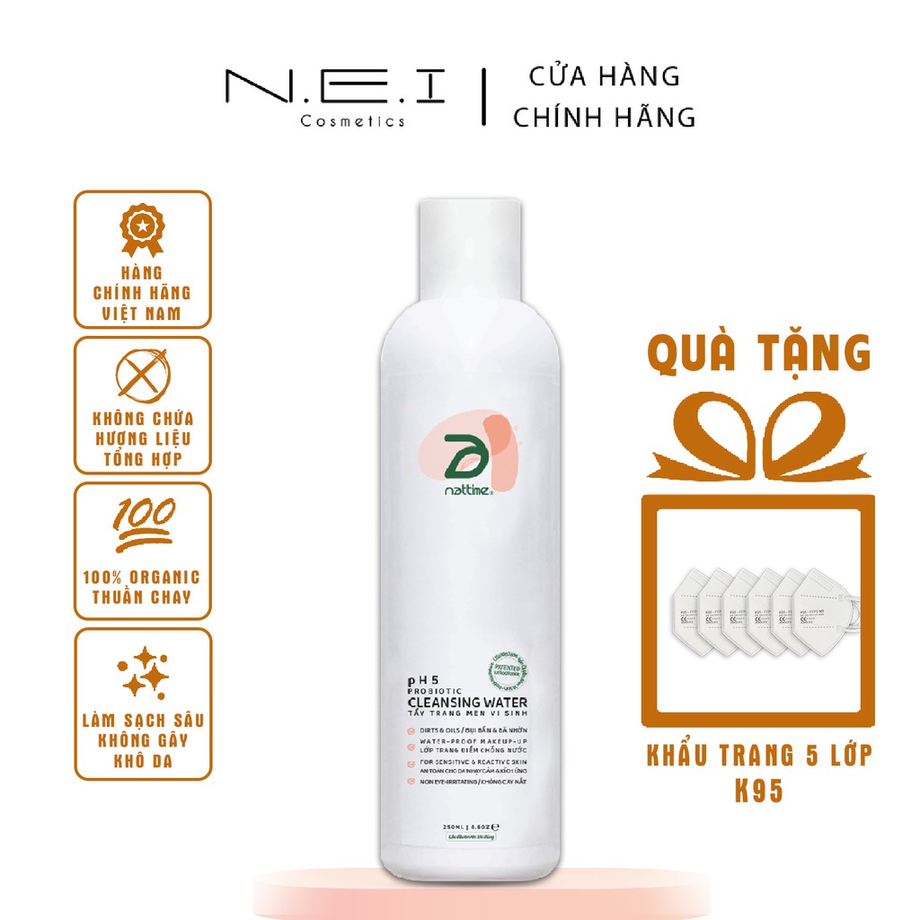 Nước tẩy trang Thuần chay Men vi sinh NATTIME - Tẩy trang lành tính - 250ml | BigBuy360 - bigbuy360.vn