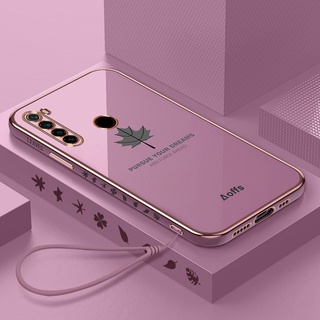 Ốp Điện Thoại Mạ Hình Lá Phong 6D + Dây Đeo Cho Xiaomi Redmi note5 note7 note7pro note8 note8Pro note9 note9 note9Pro note10 note10Pro