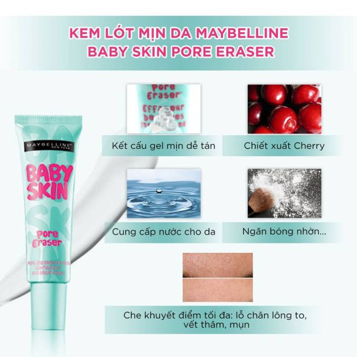 Kem lót mịn da che khuyết điểm Maybelline Baby Skin Pore Eraser Primer 22ml