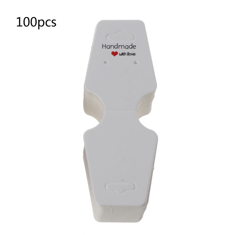 Set 100 Tấm Thẻ Giấy Kraft Trơn Thủ Công Treo Trang Sức Bông Tai Dây Chuyền