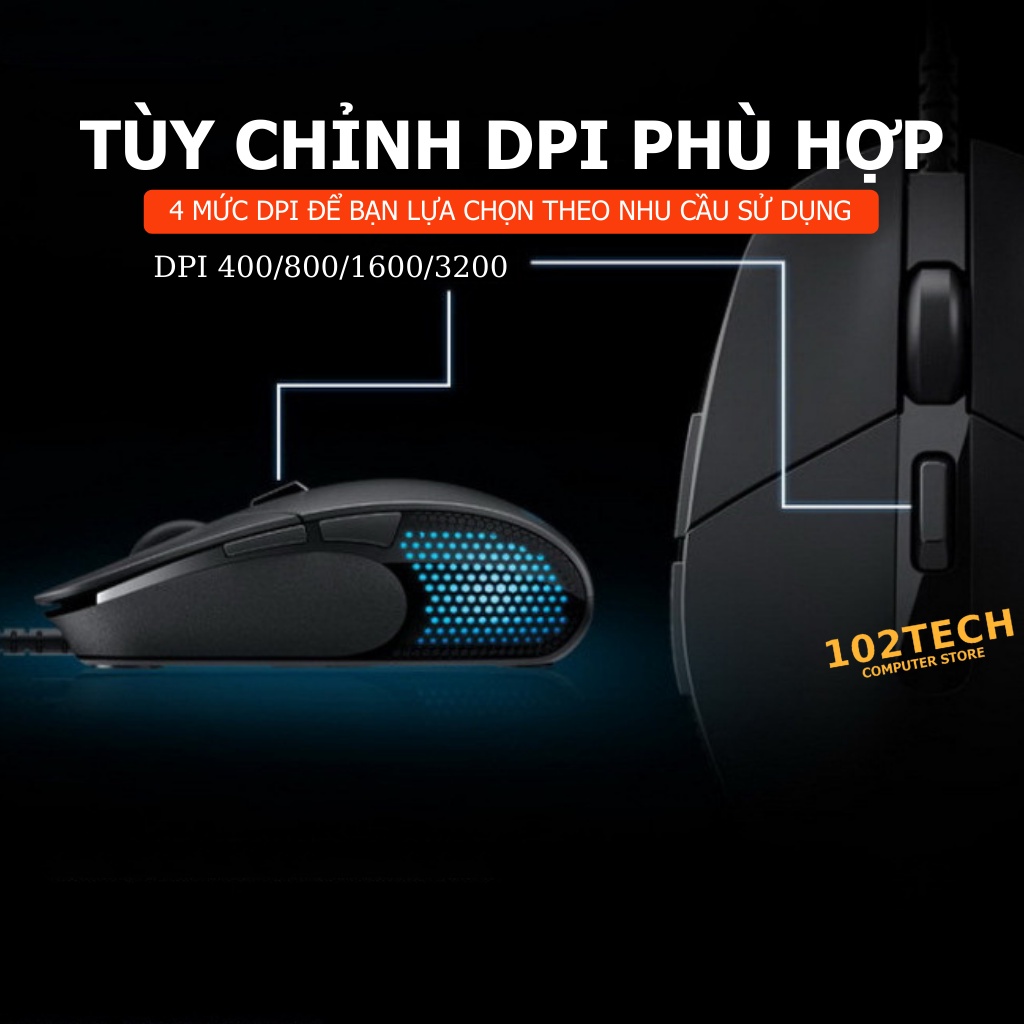 Chuột máy tính Logitech G302 có dây, 3200 DPI tùy chỉnh, ngoại hình lạ mắt, led phát sáng cực đẹp, chuyên gaming