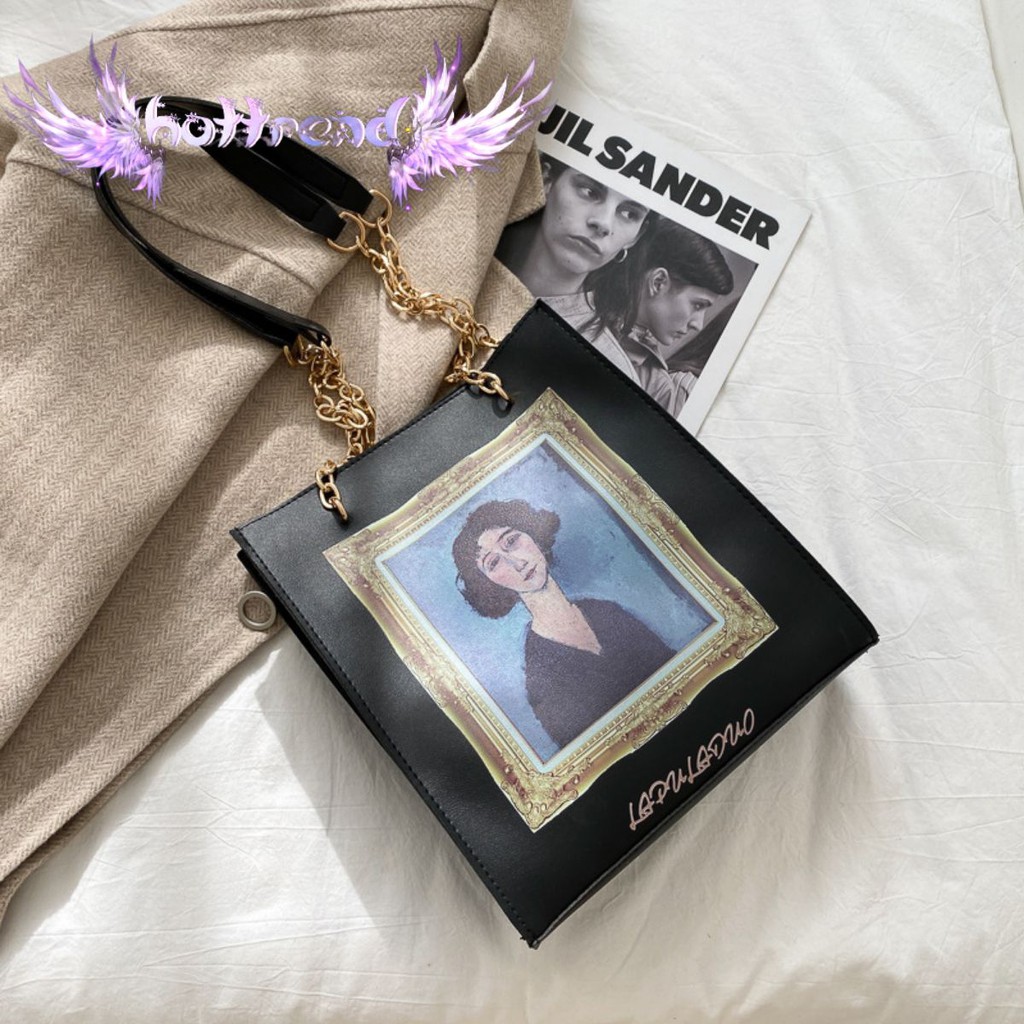 Túi Đeo Vai Phối Dây Xích Phong Cách Thời Trang Pháp Dành Cho Nữ