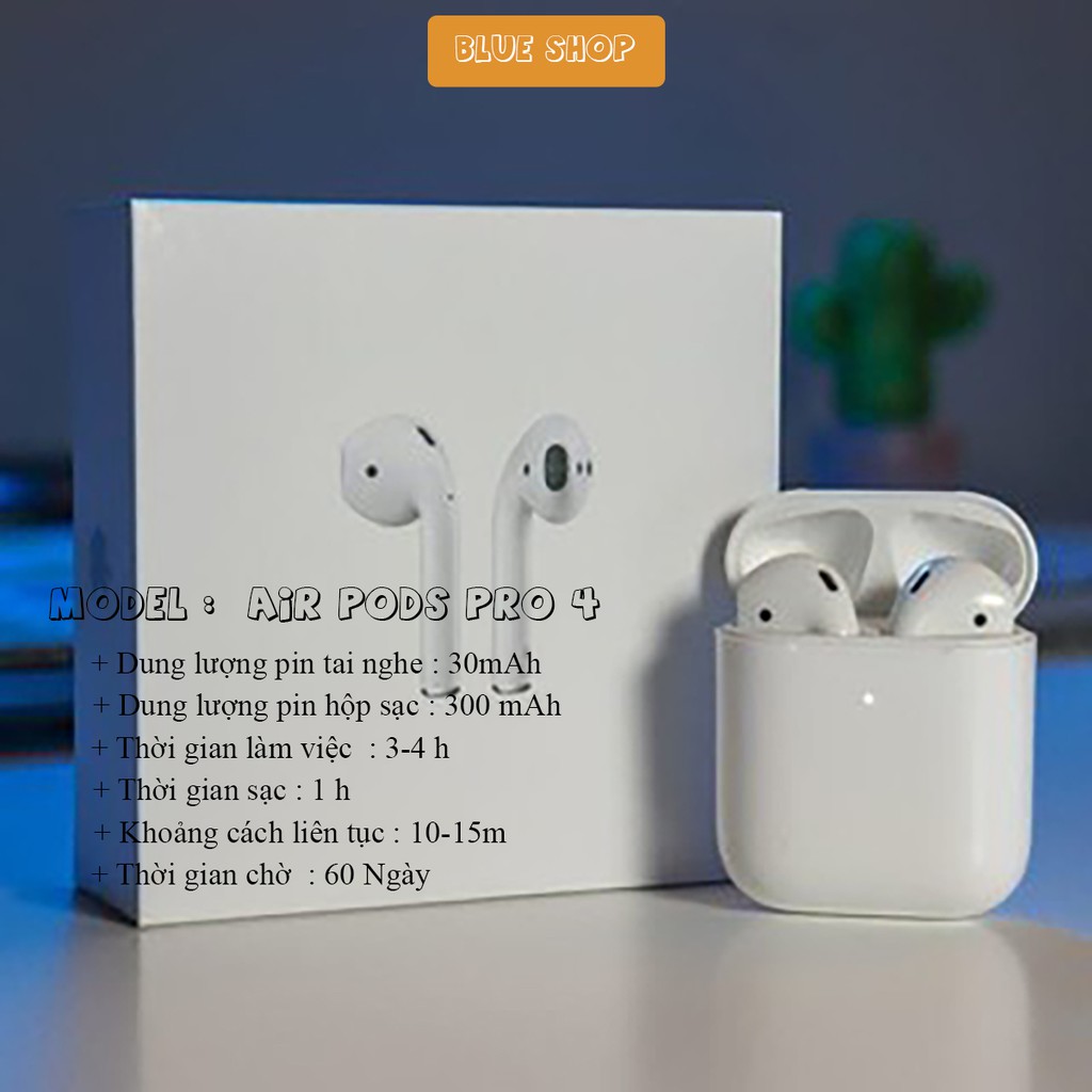 Tai nghe Bluetooth,Tai nghe Airpod Pro 4 bản Quốc Tế không dây,Airpods Pro 4 không dây cao cấp Lỗi 1 Đổi 1 ,inpods 12