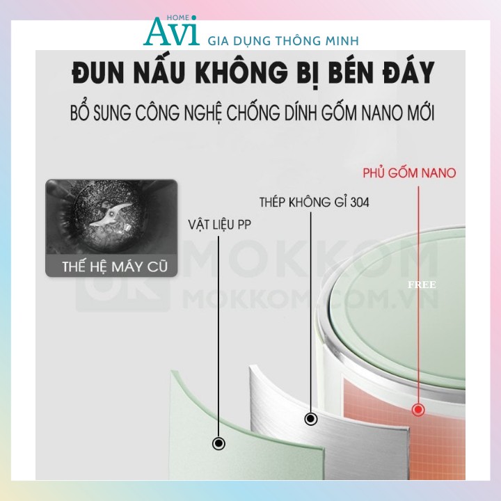 Máy Say Nấu Sữa Hạt Đa Năng Cao Cấp Mokkom 600ml, Nấu Cháo, Chưng Yến Dành Cho Gia Đình, Du Lịch, Văn Phòng