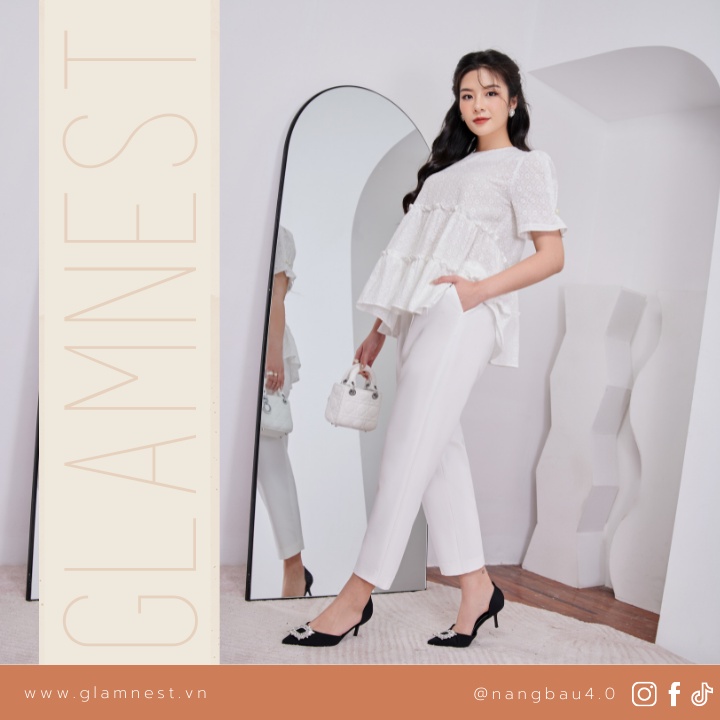 Quần Baggy Bầu Công Sở Vải Co Giãn Cạp Điều Chỉnh Thông Minh Glam Nest QD002