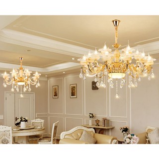 Đèn chùm trang trí pha lê nến mang phong cách cổ điển Châu Âu [6 tay bóng] Tặng bóng đèn LED