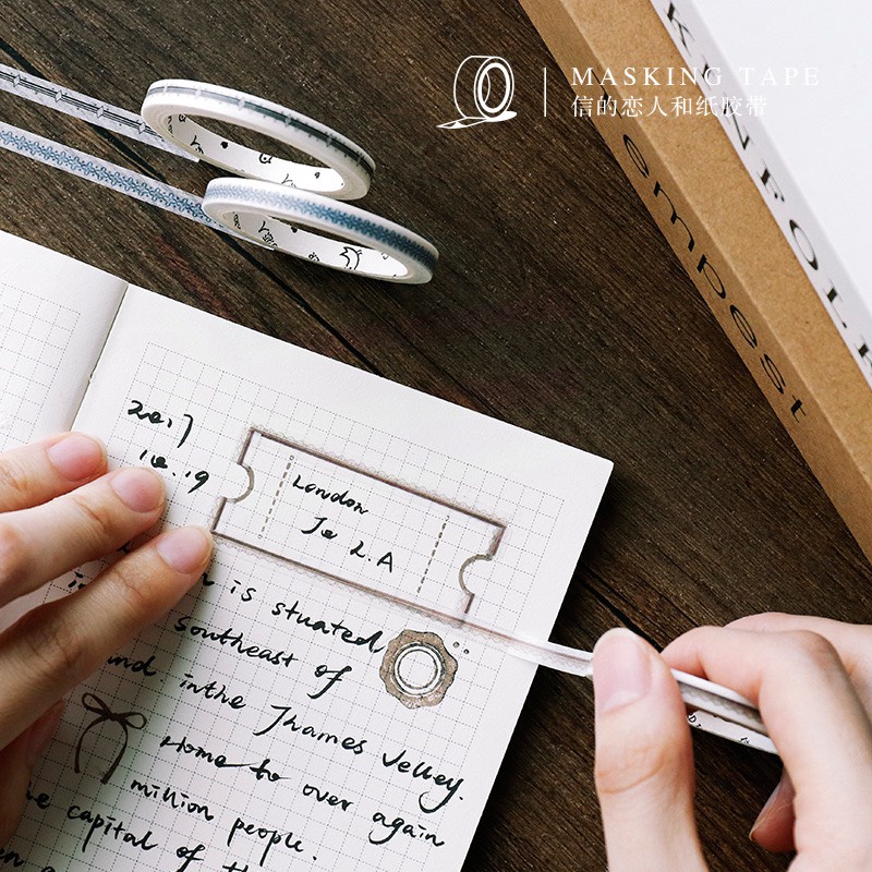 Cuộn băng dính WASHI TAPE MINI 1mm dùng trang trí sổ đáng yêu, cute