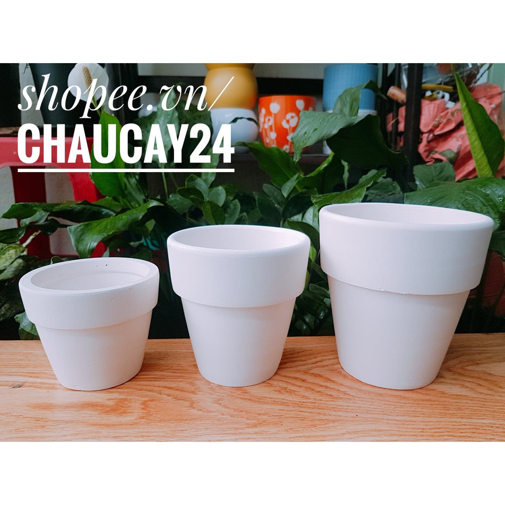 COMBO 3 chậu đất nung cao (10x8, 11x11x 13x13 cm) trồng cây cảnh mini, sen đá, xương rồng