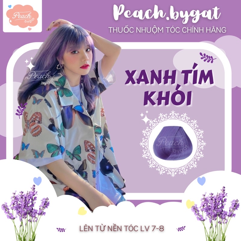 Thuốc nhuộm tóc Xanh Tím Khói cần dùng thuốc tẩy tóc của Peach.bygat