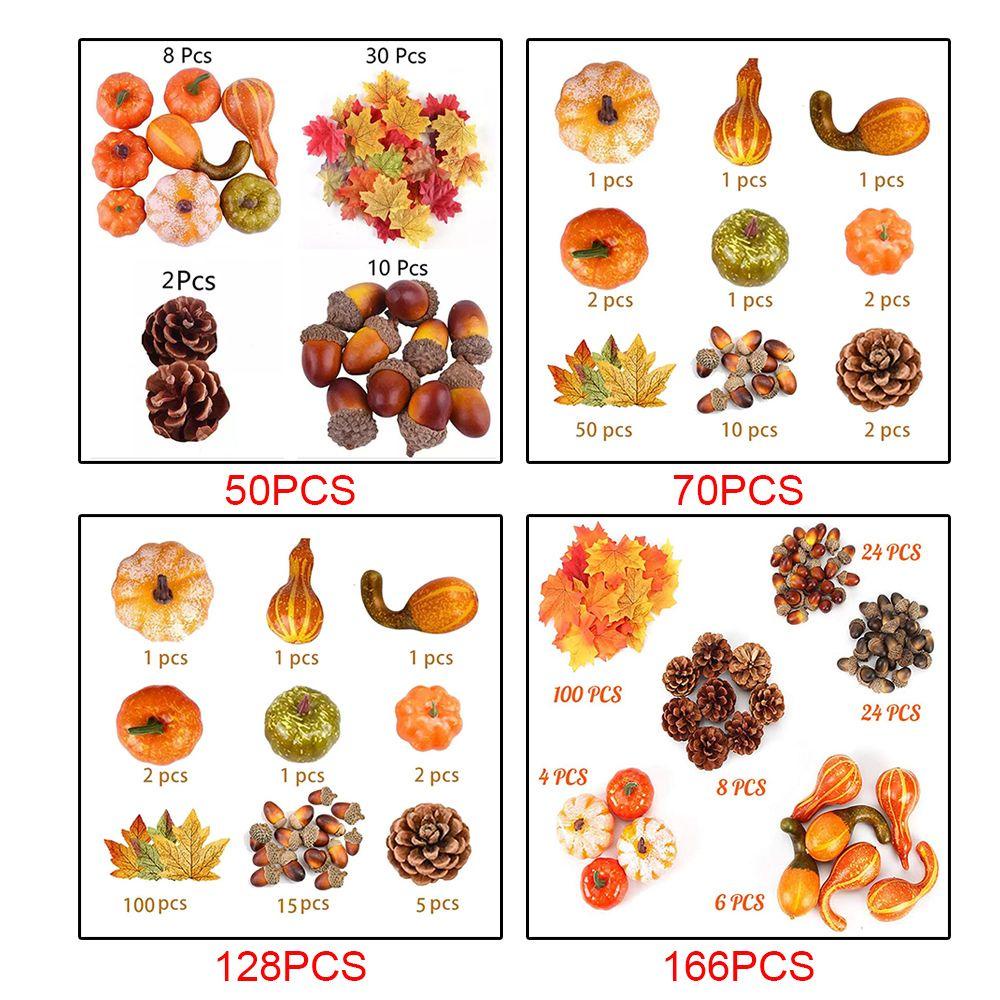 Bộ 50 / 70 / 128 / 166 Quả Bí Ngô Nhân Tạo Sống Động Như Thật Trang Trí Nhà Cửa Dịp Halloween