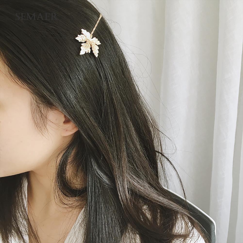 ☆ 2Pcs Elegant Maple Leaf Alloy Hairpin Hair Clip Women Headwear Accessories
