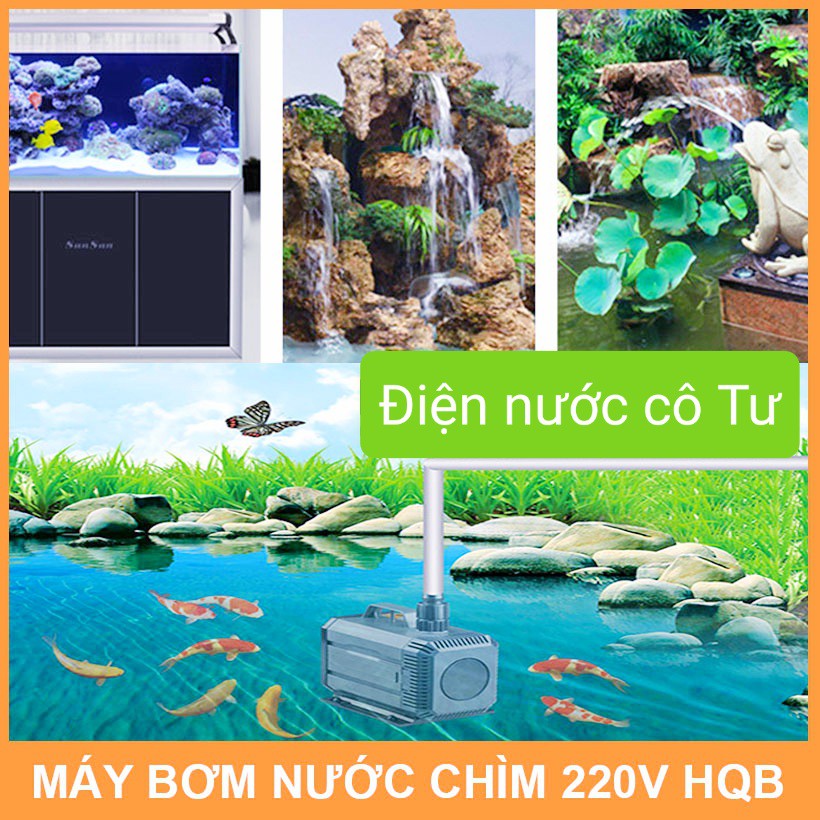 Máy bơm chìm hồ cá hòn non bộ thác nước thủy canh chống ngập 220V HQB-2000 1400L/h IP68