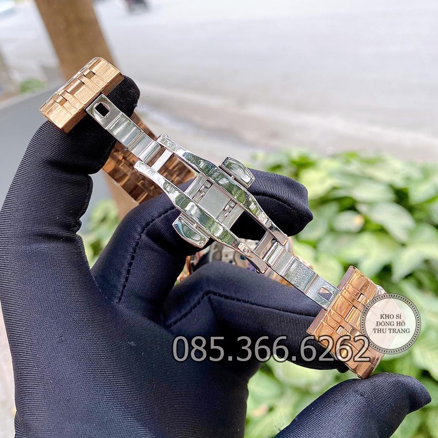 Đồng hồ nam Rolex cơ Automatic Máy Nhật mẫu 6 kim đen viền vàng size 40-41mm