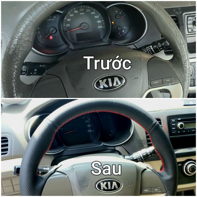 Bọc vô lăng Kia Morning các đời 2013 - 2016  bằng da Nappa cao cấp khách hàng tự khâu tại nhà rất đơn giản