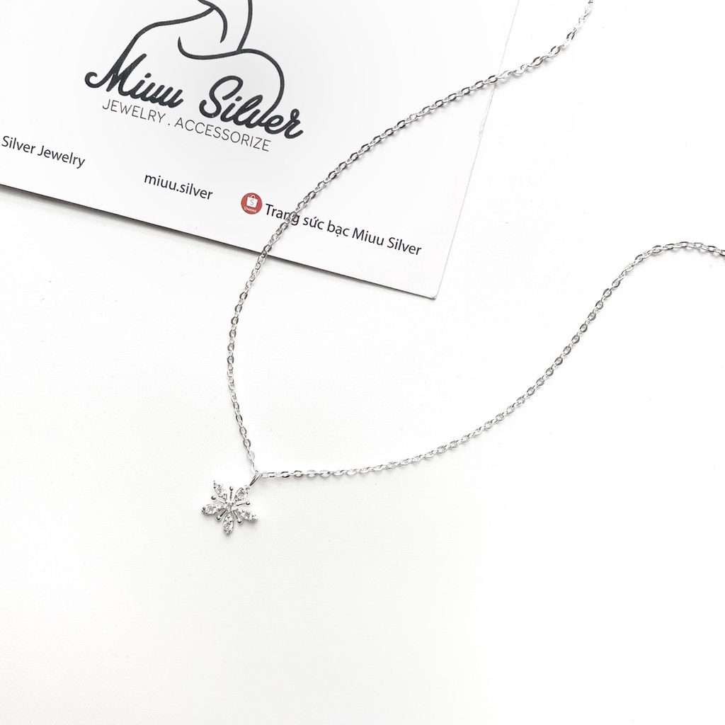 Vòng cổ nữ bạc 925 Miuu Silver hình bông tuyết đính đá Snowflakes Necklace