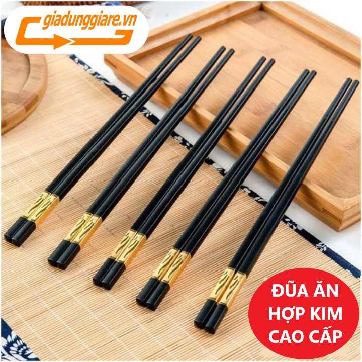 Hộp 10 đôi đũa hợp kim cao cấp Hàn Quốc chịu nhiệt độ cao, chống trơn trượt, chống mốc, không mối mọt và độ bền cao