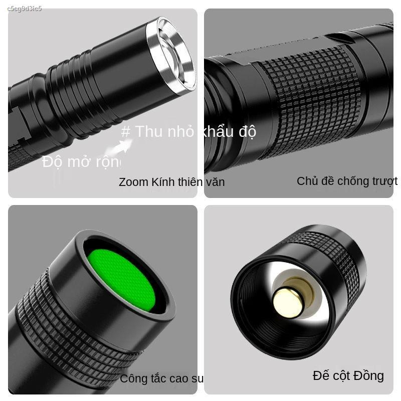 【2021】Đèn pin mini ánh sáng mạnh có thể sạc lại siêu chống thấm nước đa chức năng LED chiếu trong nhà ngoài trời tự vệ c