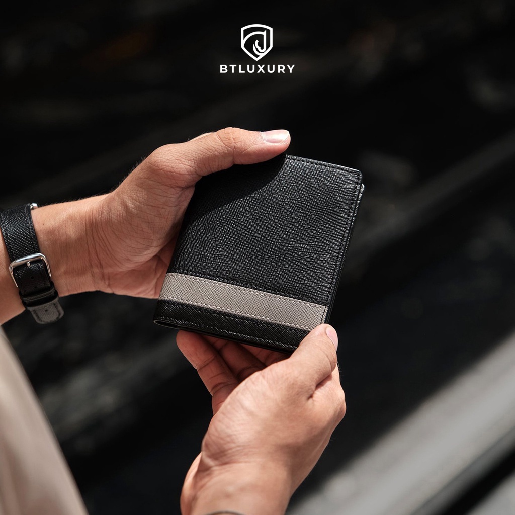 Ví nam đứng cao cấp COSMOS thiết kể trẻ trẻ trung chất liệu da bò safiano cao cấp thương hiệu BTLUXURY