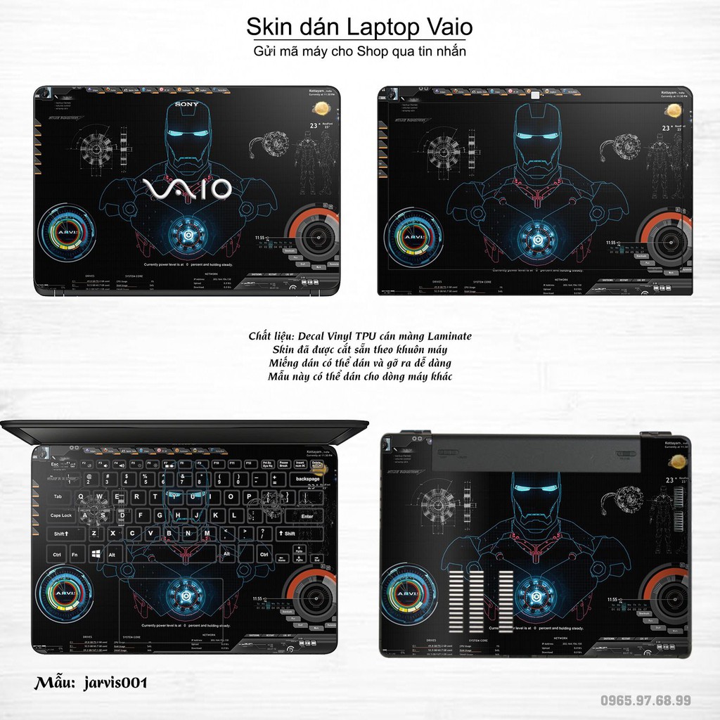 Skin dán Laptop Sony Vaio in hình Jarvis (inbox mã máy cho Shop)